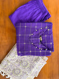 RAWSILK SALWAR- Royal Purple Grid Kurta Set