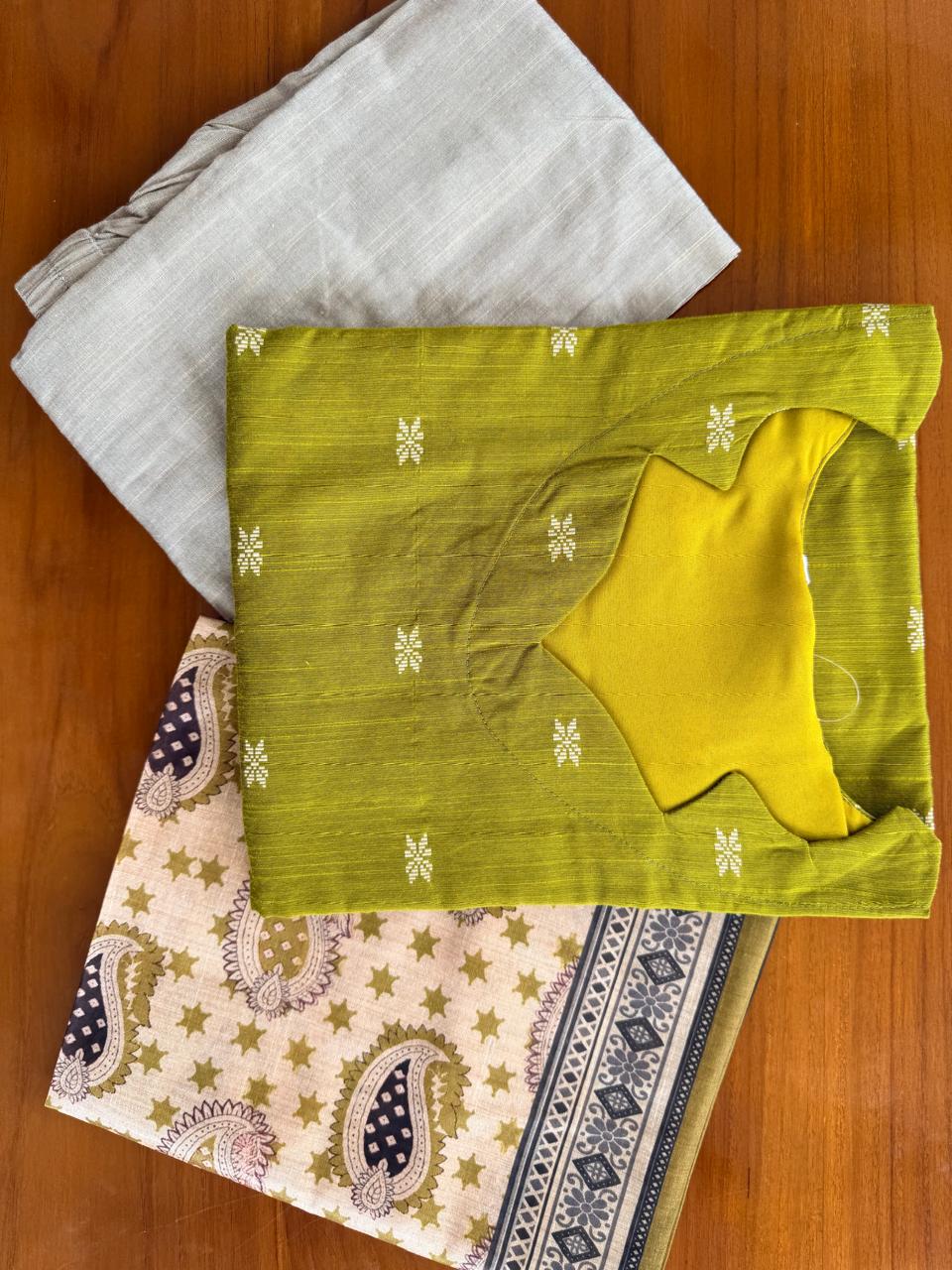 RAW SILK- Olive Green Elegance Salwar Set
